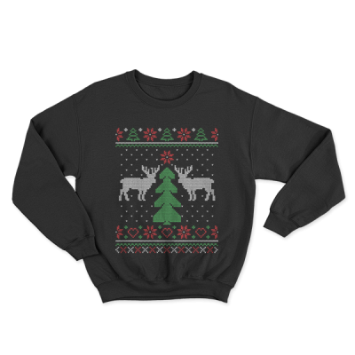 Ugly Christmas Reindeer And Tree Design