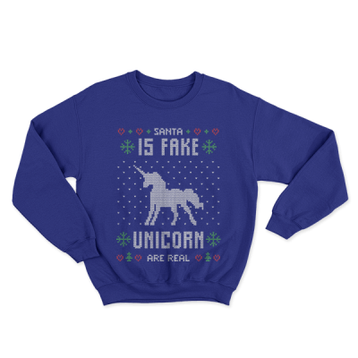 Ugly Christmas Santa Is Fake Unicorn Is Real