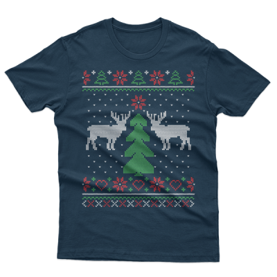 Ugly Christmas Reindeer And Tree Design